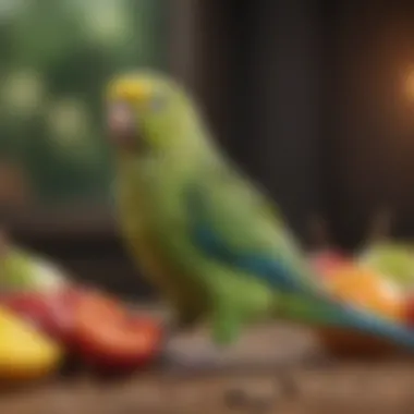 Nutritional Guide for Parakeets A vibrant display of parakeet-friendly fruits and seeds