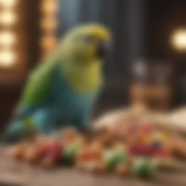 Colorful array of parakeet food options