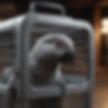 Portable Travel Cage for Easy Transport Portable African Grey travel cage designed for easy transport.