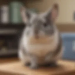 A chinchilla receiving a check-up at a veterinary clinic.