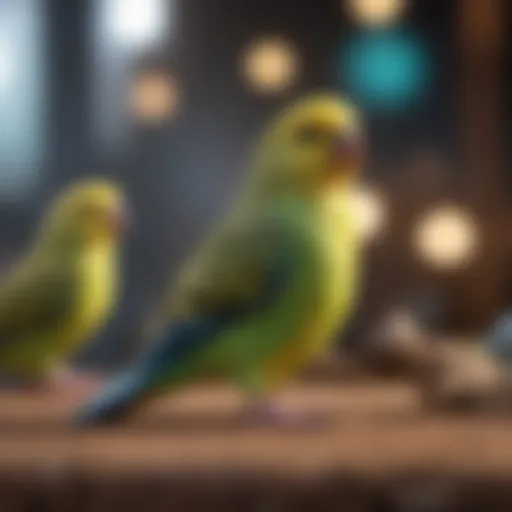 Colorful range of budgie toys displayed