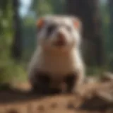 A playful ferret exploring its surroundings.
