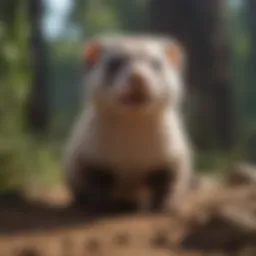 A playful ferret exploring its surroundings.