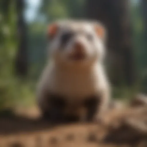 A playful ferret exploring its surroundings.