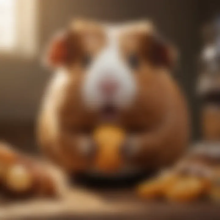 Close-up of a guinea pig enjoying a treat