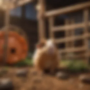 Guinea pigs interacting with an interactive play structure, showcasing their playful nature