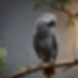 An African Grey Parrot perched gracefully on a branch