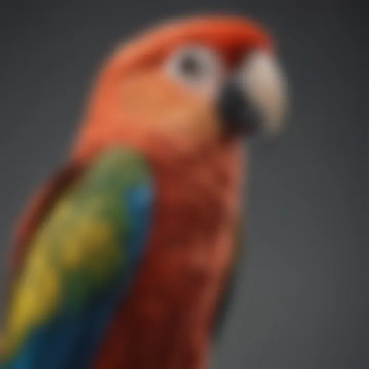A variety of colorful parrot species
