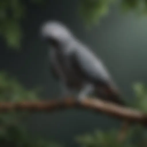 African Grey Parrot perched on a branch