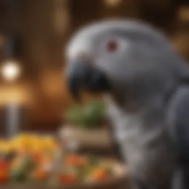 A close-up of nutritious food suitable for African Grey Parrots, emphasizing proper diet.