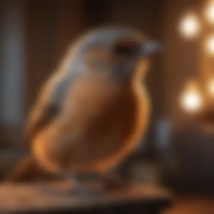 A bird enjoying a warm environment under a heat lamp