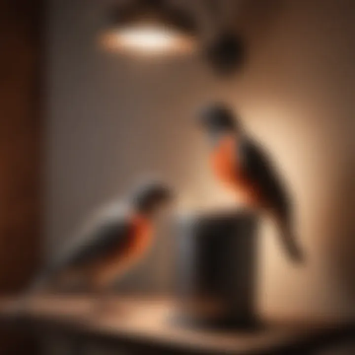 A guide illustrating the correct installation of an avian heat lamp