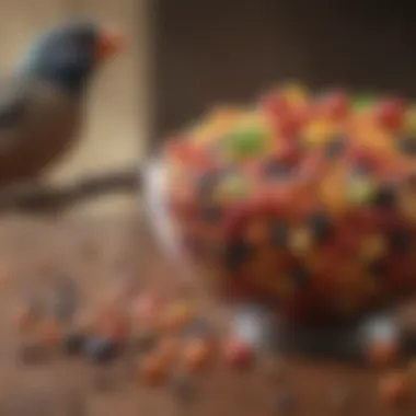 A close-up of high-quality fruit pellets in a bowl