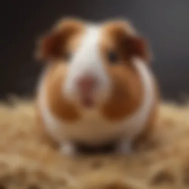 A guinea pig nibbling on a hay-based snack