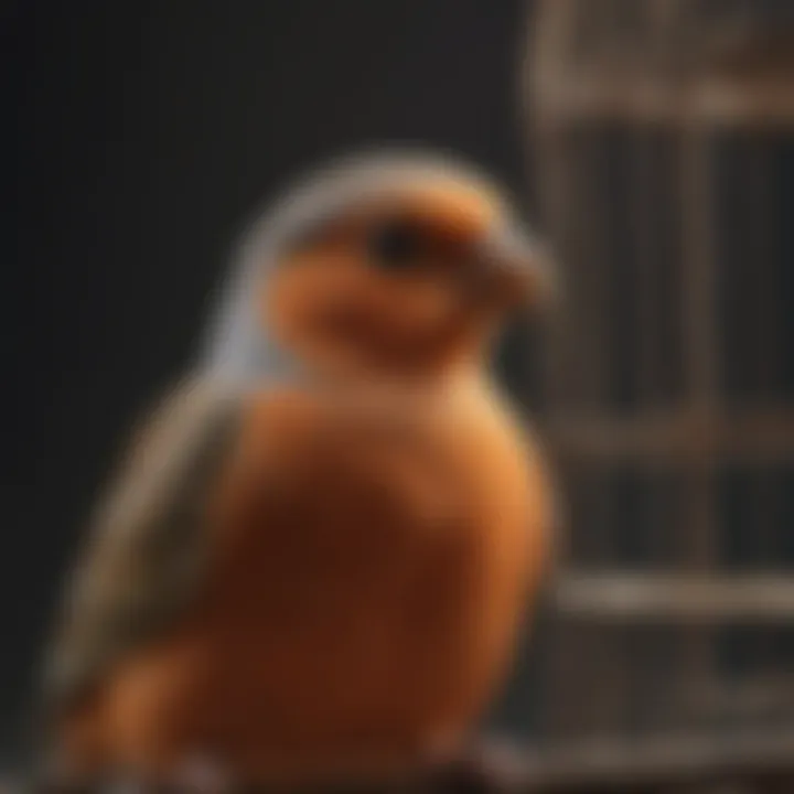 Close-up view of a bird cage featuring a well-designed seed guard