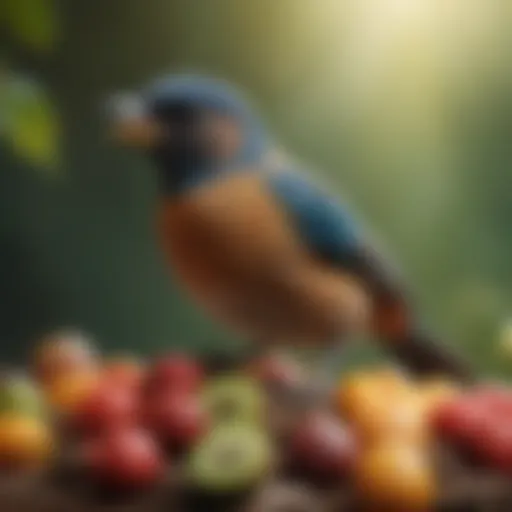 A vibrant array of seeds and fruits for bird consumption