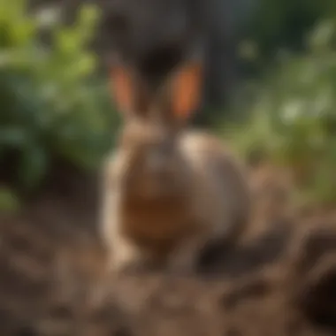 Rabbit Joyfully Engaging in Digging Behavior A happy rabbit enjoying a digging activity