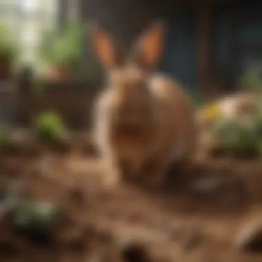Creating an Inviting Digging Space for Rabbits A pet owner setting up a digging area for a rabbit