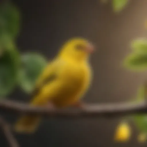 A vibrant canary perched on a branch, showcasing its bright plumage.