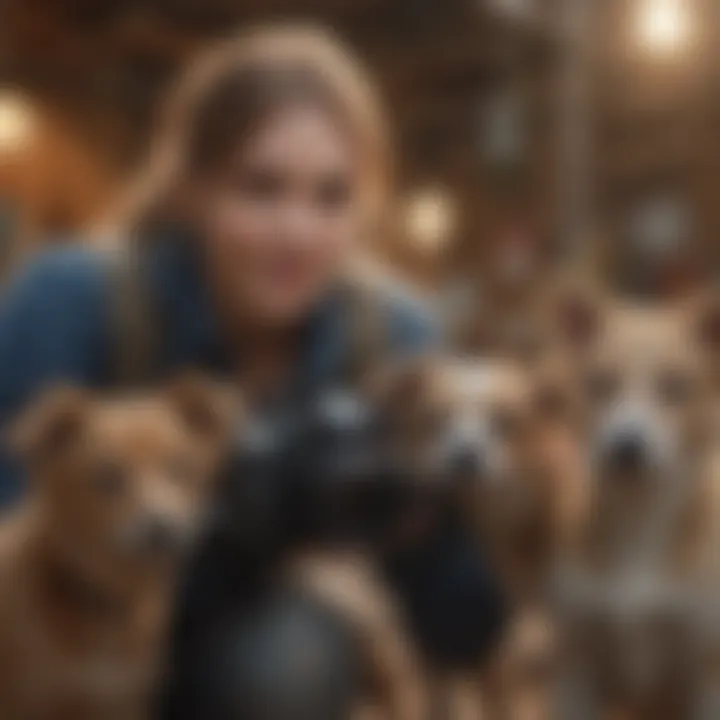 A group of volunteers working at an animal charity event