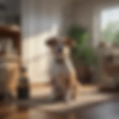 Safe Home Environment for Pets A serene home environment with pets, illustrating the importance of air quality for animal health