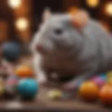 A colorful assortment of fancy rat toys arranged neatly
