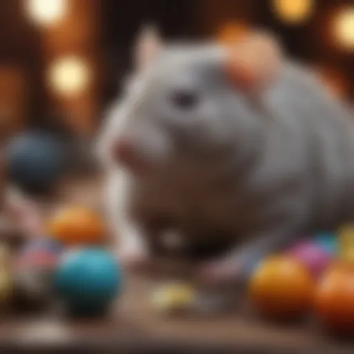 A colorful assortment of fancy rat toys arranged neatly