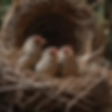 A close-up of a finch nest showcasing unique construction materials.