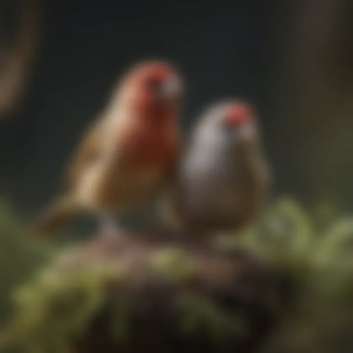 Diverse species of finches displaying various nesting strategies.