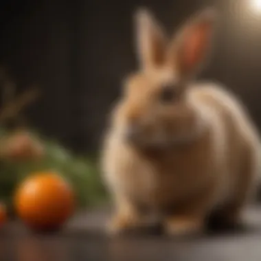 Flemish Giant rabbit exploring an interactive toy