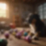 A vibrant collection of pet supplies including toys, food, and accessories.