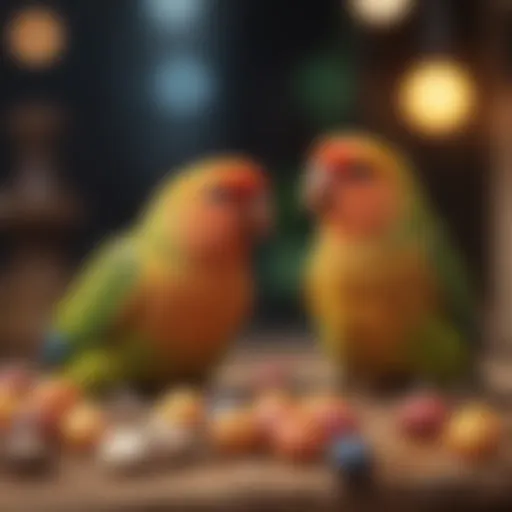 Colorful assortment of lovebird treats