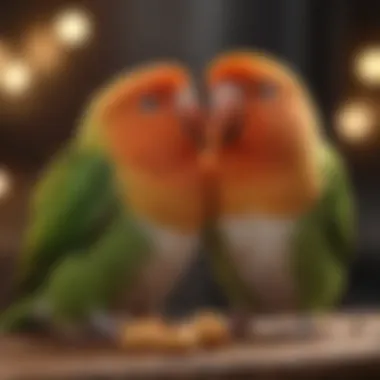 Lovebird Relishing a Natural Treat Lovebird enjoying a natural treat