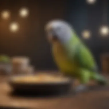 Hygienic Feeding Area for Healthy Parakeets A clean and hygienic feeding area for parakeets