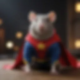 A stylish pet rat dressed in a superhero costume