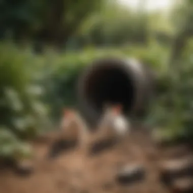 Outdoor Play Area for Bunnies An outdoor play area designed for bunnies, featuring tunnels and safe spaces.