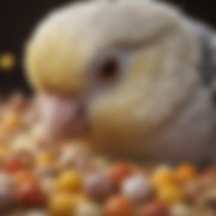 Close-up of high-quality ingredients in cockatiel food