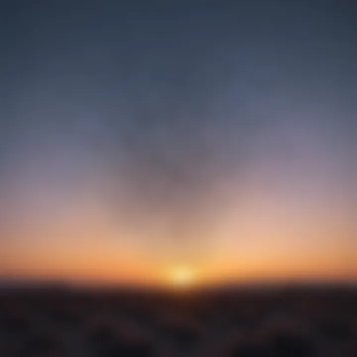 A stunning aerial view of a starling murmuration against a twilight sky