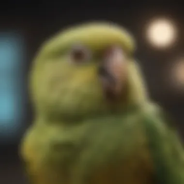 An animal shelter showcasing birds available for adoption