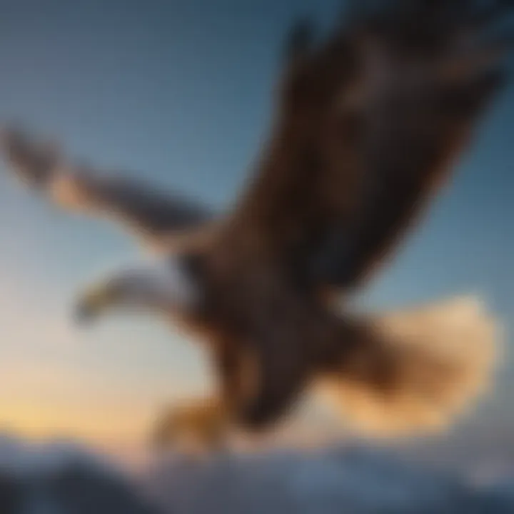 A majestic eagle soaring high in the sky, symbolizing freedom.