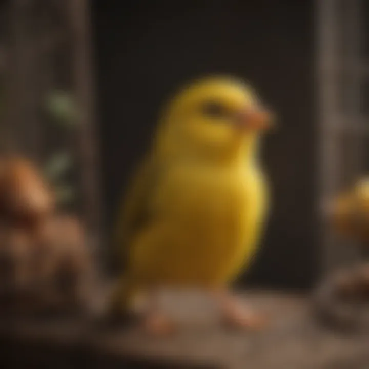 A cheerful canary singing in its cozy cage, highlighting its joyful personality.