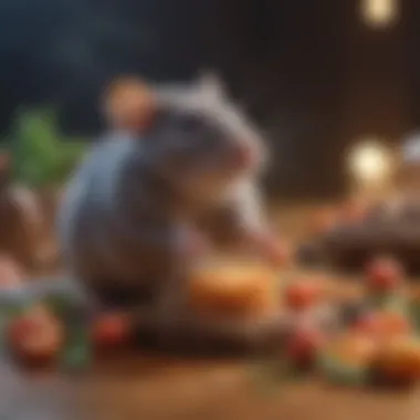 Delicious and Nutritious Treats for Rats A variety of healthy treats for pet rats arranged on a vibrant background