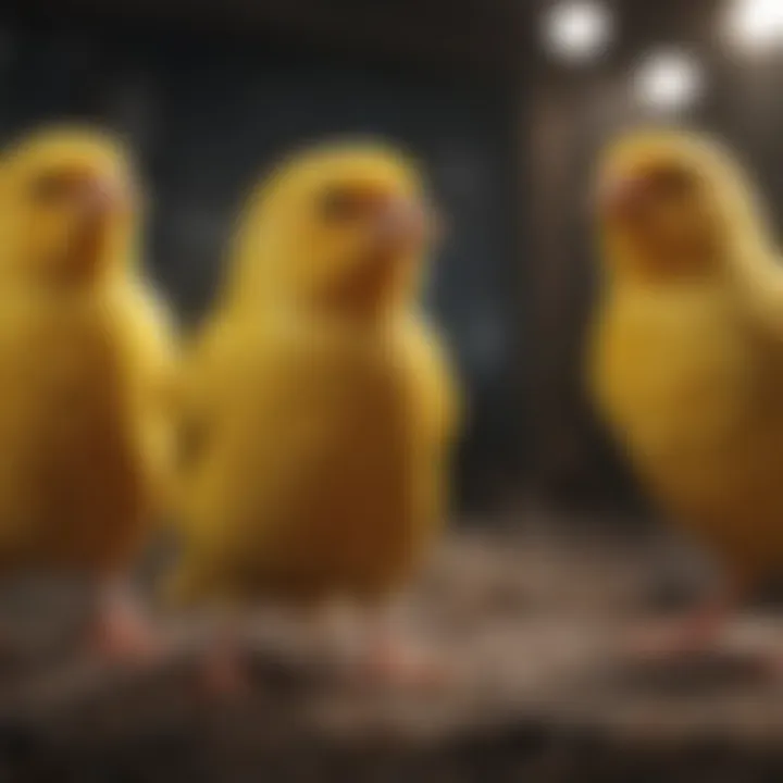 A variety of canary breeds showcasing different colors