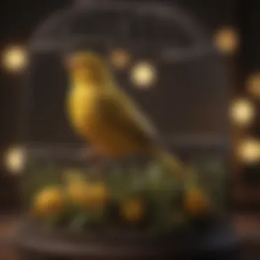 Canary in a Decorated Cage A canary in a beautifully decorated cage