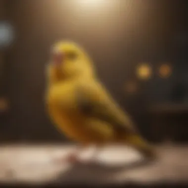 A close-up of a canary singing melodiously