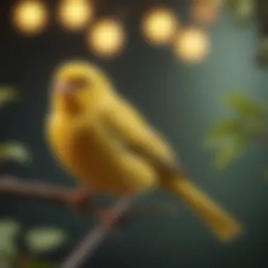 Vibrant Domestic Canary A vibrant domestic canary perched on a branch