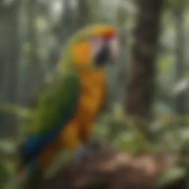 Impact of Habitat Destruction on Parrots Depiction of habitat destruction affecting parrot populations