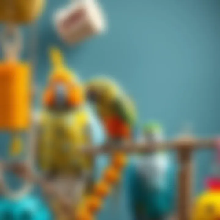 Variety of Bird Toys for Parrots Different types of bird toys displayed for selection