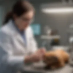 Veterinarian examining a pet in a clinical setting