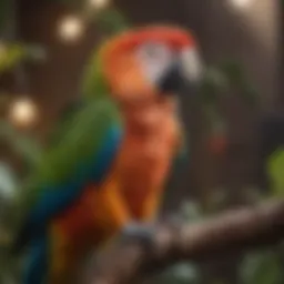 Colorful parrot perched on a branch, showcasing its beauty and vibrancy.